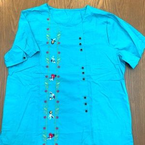 One of a kind handmade top, embroidery detail SZ-L